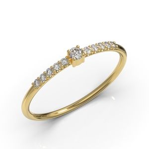 Minimalist Dainty Yellow Gold Round Center CZ Ring